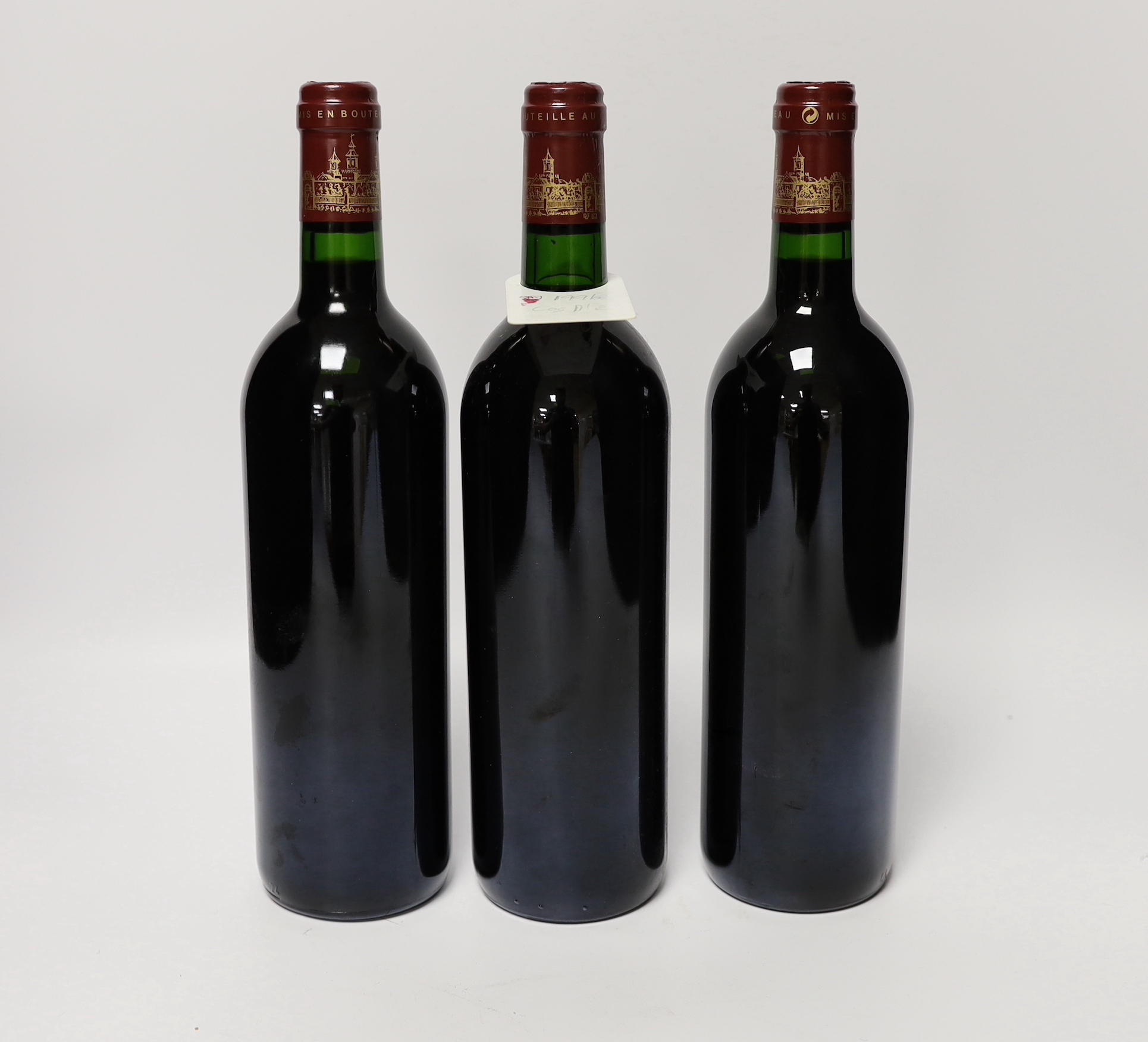 Three bottles of 1996 Cos D’Estournel Saint Estephe